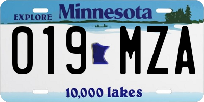 MN license plate 019MZA