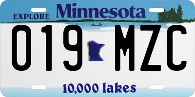 MN license plate 019MZC