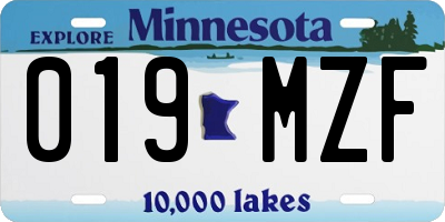 MN license plate 019MZF
