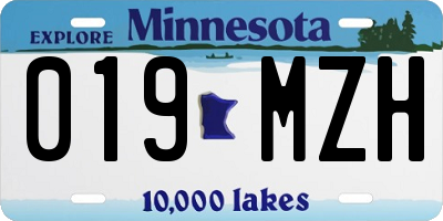 MN license plate 019MZH