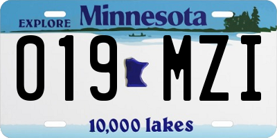 MN license plate 019MZI