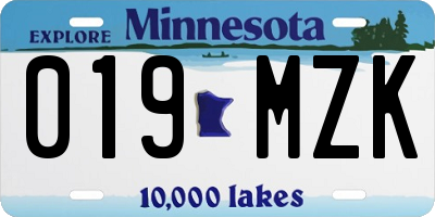 MN license plate 019MZK