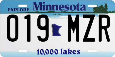 MN license plate 019MZR
