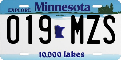 MN license plate 019MZS
