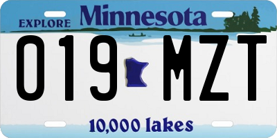 MN license plate 019MZT
