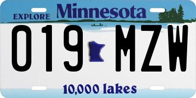 MN license plate 019MZW