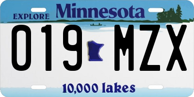 MN license plate 019MZX