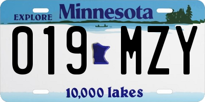 MN license plate 019MZY