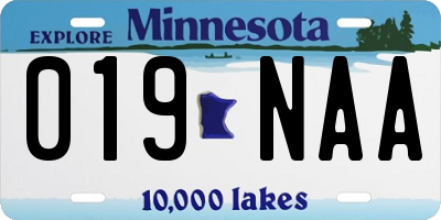 MN license plate 019NAA