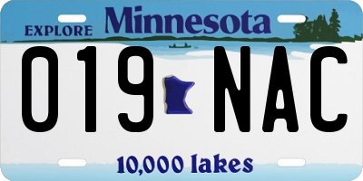 MN license plate 019NAC