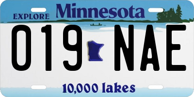 MN license plate 019NAE