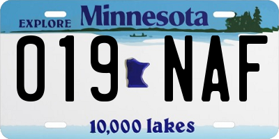 MN license plate 019NAF
