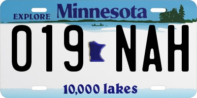 MN license plate 019NAH