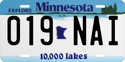 MN license plate 019NAI