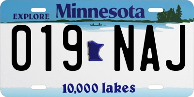 MN license plate 019NAJ