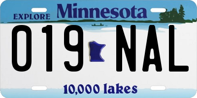 MN license plate 019NAL