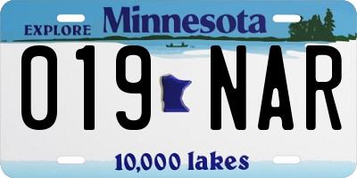 MN license plate 019NAR