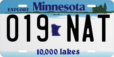 MN license plate 019NAT