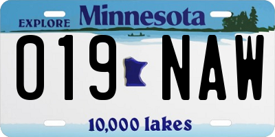 MN license plate 019NAW