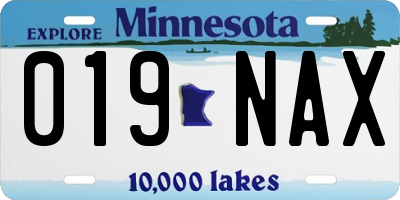MN license plate 019NAX