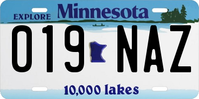 MN license plate 019NAZ