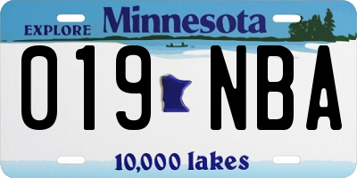 MN license plate 019NBA