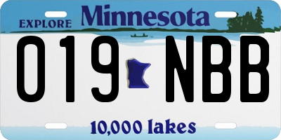 MN license plate 019NBB