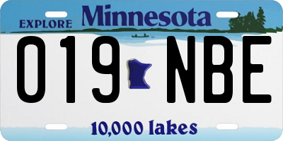 MN license plate 019NBE