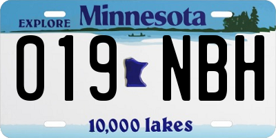 MN license plate 019NBH