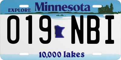 MN license plate 019NBI