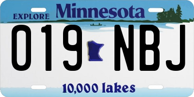 MN license plate 019NBJ