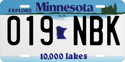 MN license plate 019NBK
