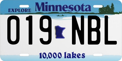 MN license plate 019NBL