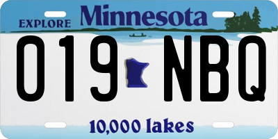 MN license plate 019NBQ