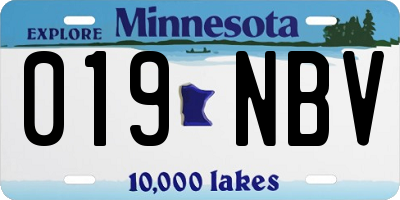 MN license plate 019NBV