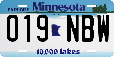 MN license plate 019NBW