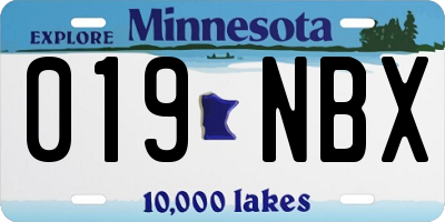 MN license plate 019NBX