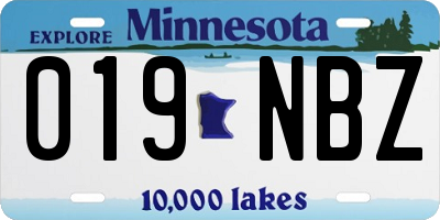 MN license plate 019NBZ
