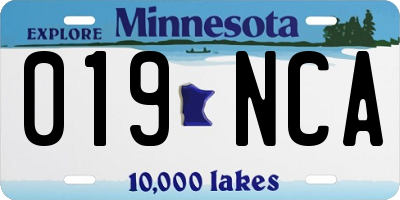 MN license plate 019NCA