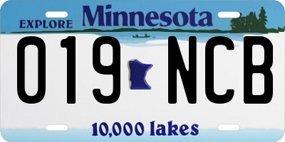 MN license plate 019NCB