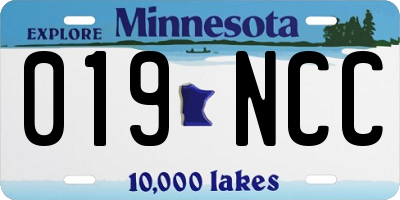MN license plate 019NCC