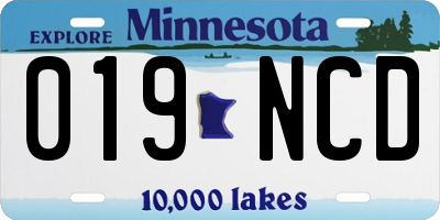 MN license plate 019NCD