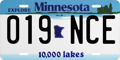 MN license plate 019NCE