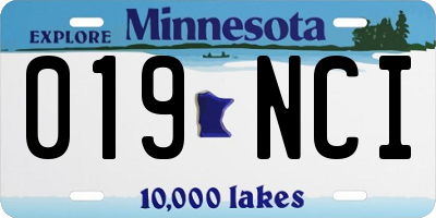 MN license plate 019NCI