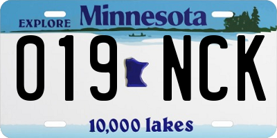 MN license plate 019NCK
