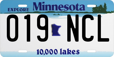 MN license plate 019NCL