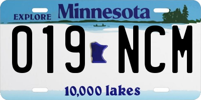 MN license plate 019NCM