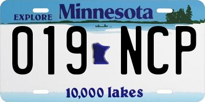 MN license plate 019NCP