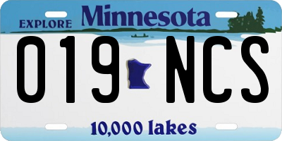 MN license plate 019NCS