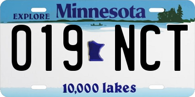 MN license plate 019NCT
